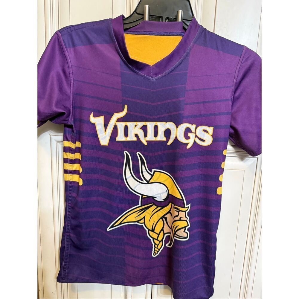 Youth Boys Minnesota Vikings NFL Flag Football Reversible Jersey Purple Sz Small